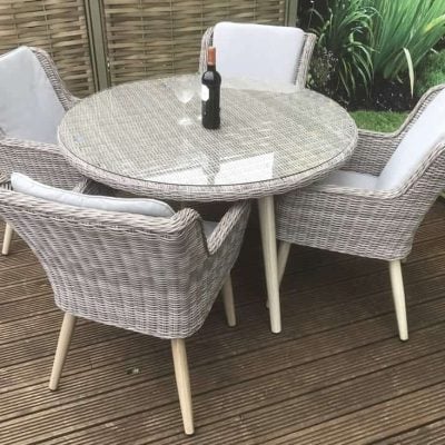 Signature Weave Danielle 4 Chair Round Table Garden Dining Set