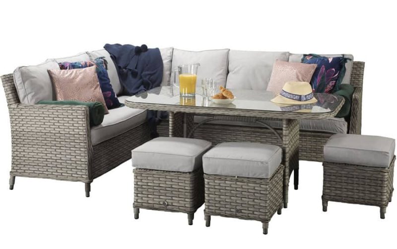 Signature Weave Edwina Grey Corner Sofa Garden Dining Set