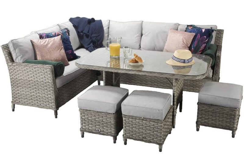 Signature Weave Edwina Grey Corner Sofa Garden Dining Set