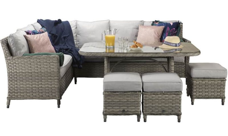 Signature Weave Edwina Grey Corner Sofa Garden Dining Set