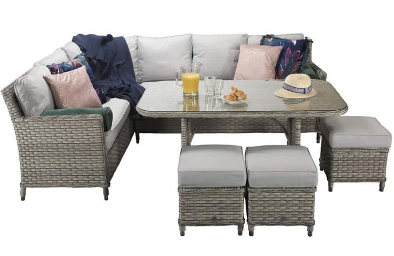 Signature Weave Edwina Grey Corner Sofa Garden Dining Set