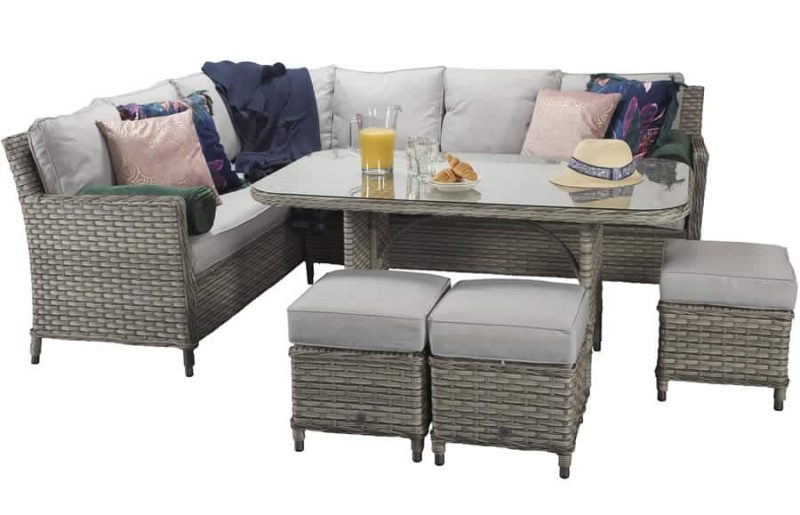 Signature Weave Edwina Grey Corner Sofa Garden Dining Set