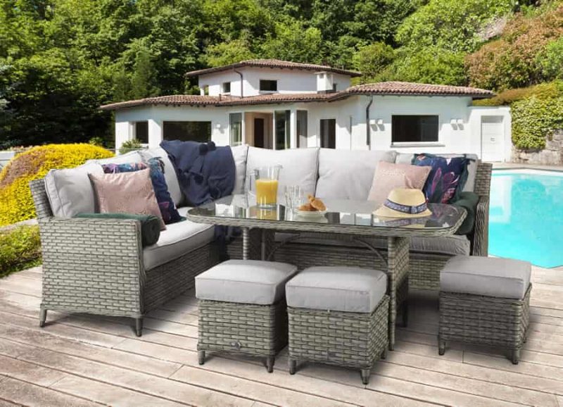 Signature Weave Edwina Grey Corner Sofa Garden Dining Set