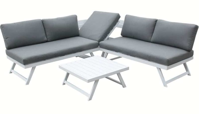 Signature Weave Kimmie Aluminium White Corner Garden Sofa Set
