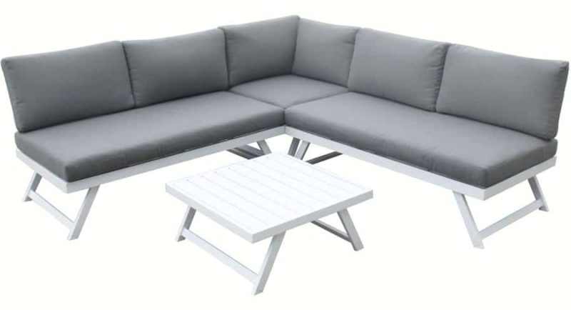 Signature Weave Kimmie Aluminium White Corner Garden Sofa Set