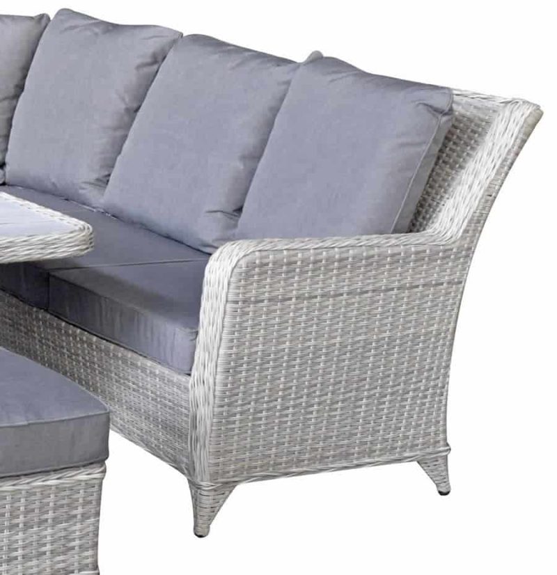 Signature Weave Meghan Corner Sofa with Gas Fire Pit Garden Dining Set