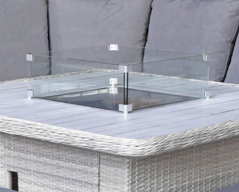 Signature Weave Meghan Corner Sofa with Gas Fire Pit Garden Dining Set