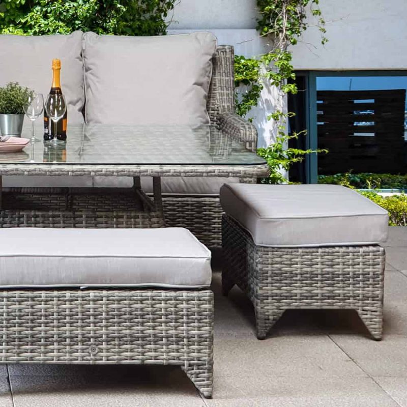 Signature Weave Sarah Corner Sofa Grey Weave Garden Dining Set