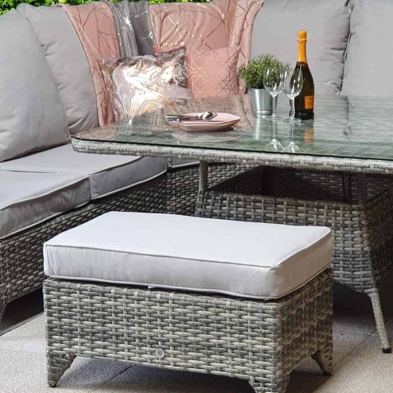 Signature Weave Sarah Corner Sofa Grey Weave Garden Dining Set