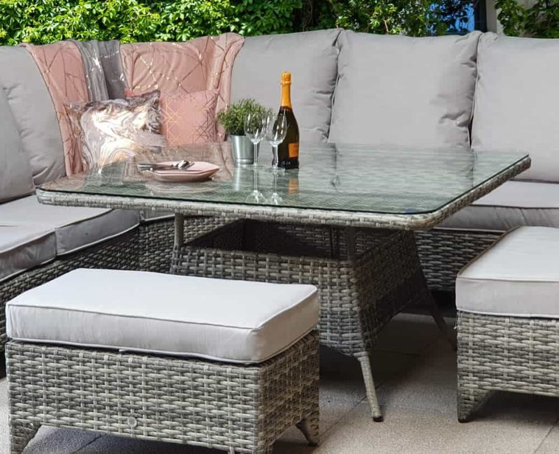 Signature Weave Sarah Corner Sofa Grey Weave Garden Dining Set