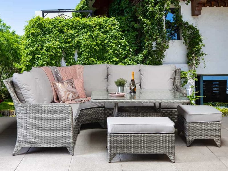 Signature Weave Sarah corner sofa grey weave garden dining set