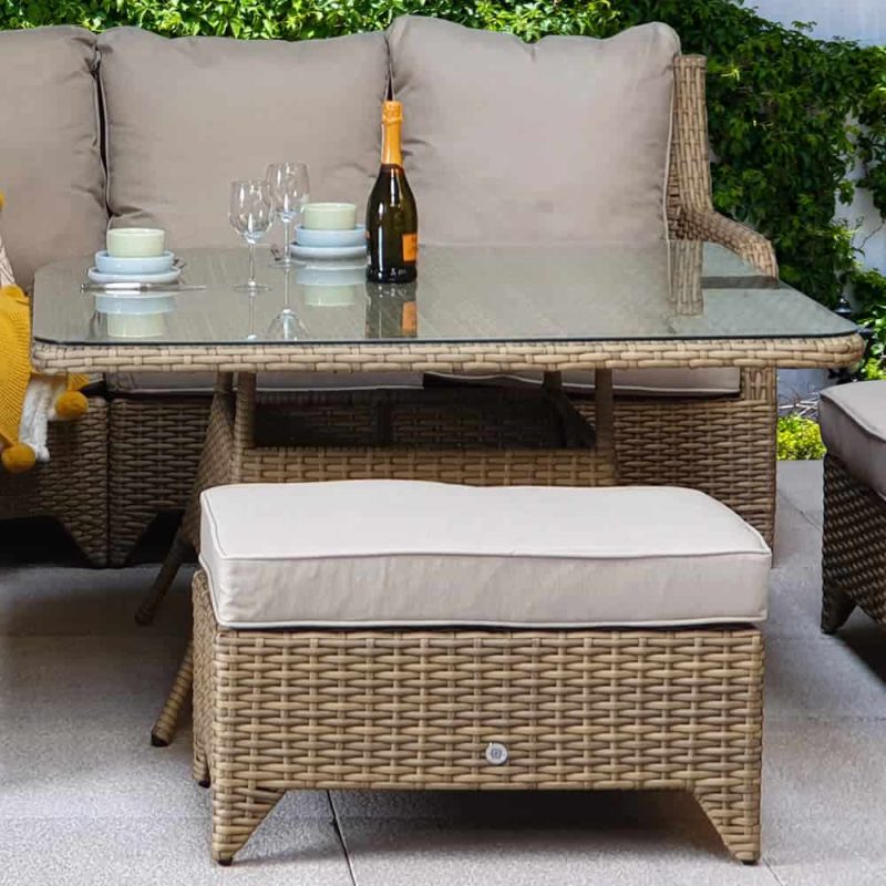 Signature Weave Sarah Corner Sofa Natural Weave Garden Dining Set