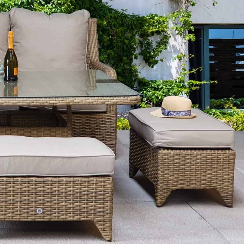 Signature Weave Sarah Corner Sofa Natural Weave Garden Dining Set