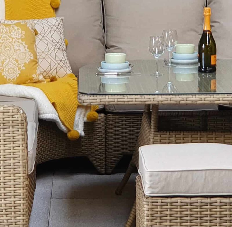 Signature Weave Sarah Corner Sofa Natural Weave Garden Dining Set