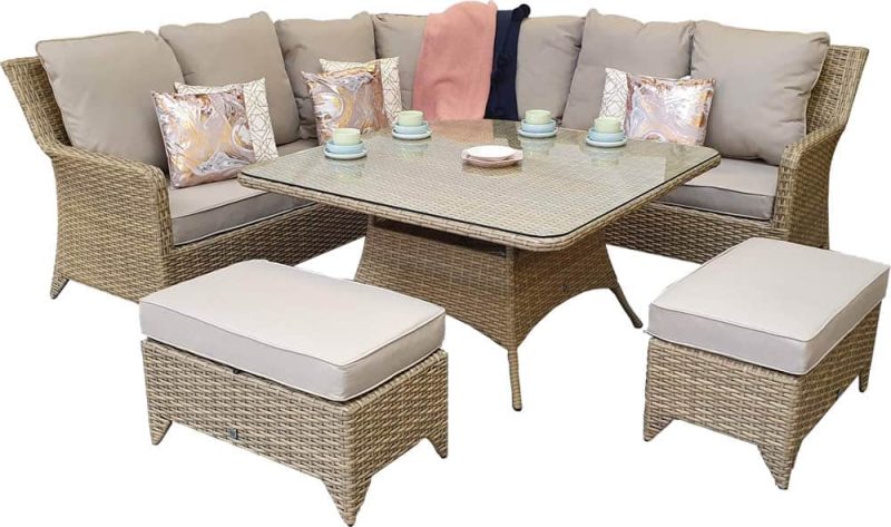 Signature Weave Sarah Corner Sofa Natural Weave Garden Dining Set