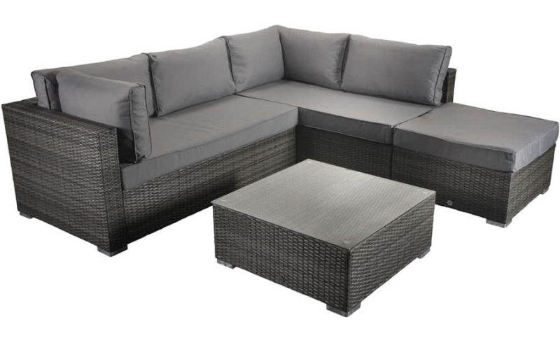 Signature Weave Savannah Grey Corner Sofa Garden Furniture Set