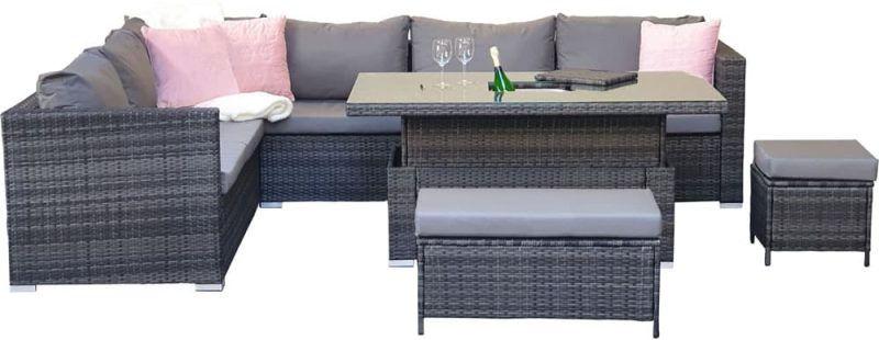 Signature Weave Catalina Grey Corner Sofa Garden Dining Set