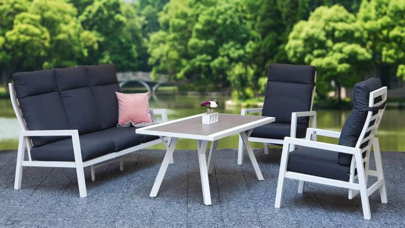 Signature Weave Kimmie White High Back Aluminium Garden Sofa Set