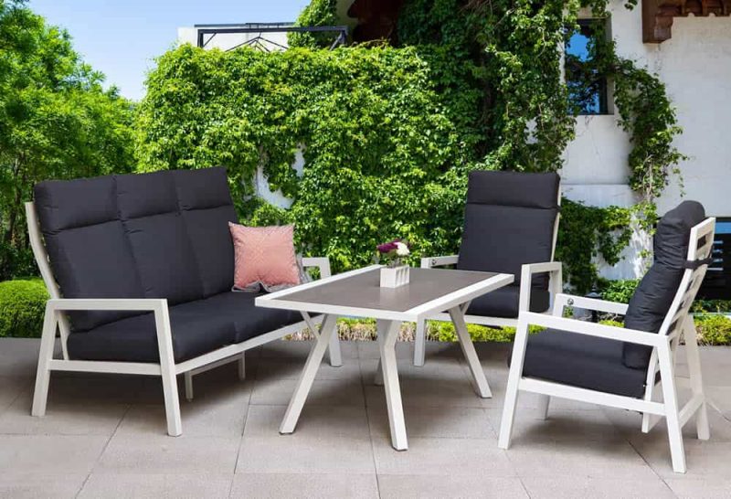 Signature Weave Kimmie White High Back Aluminium Garden Sofa Set