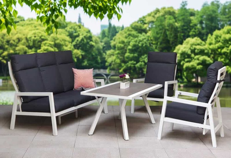 Signature Weave Kimmie White High Back Aluminium Garden Sofa Set
