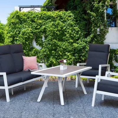 Signature Weave Kimmie White High Back Aluminium Garden Sofa Set