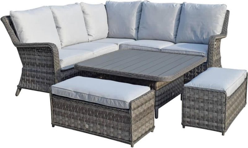 Signature Weave Mia Corner Sofa with Lift Up Table Garden Dining Set