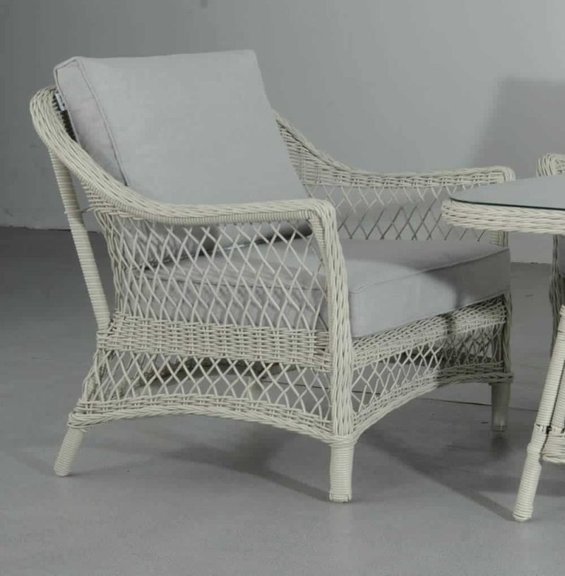 Signature Weave Rose Five Seat Garden Sofa Set Soft White Wicker
