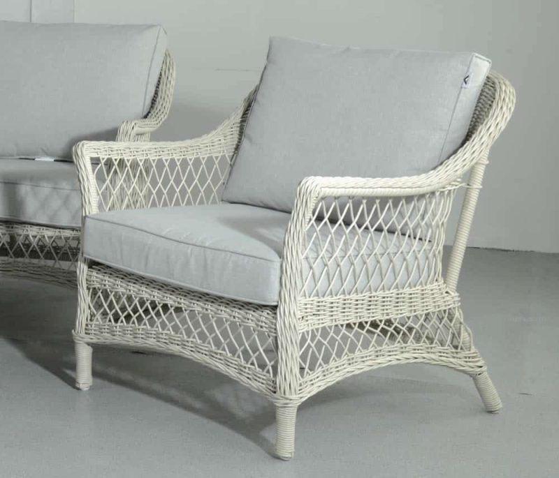 Signature Weave Rose Five Seat Garden Sofa Set Soft White Wicker