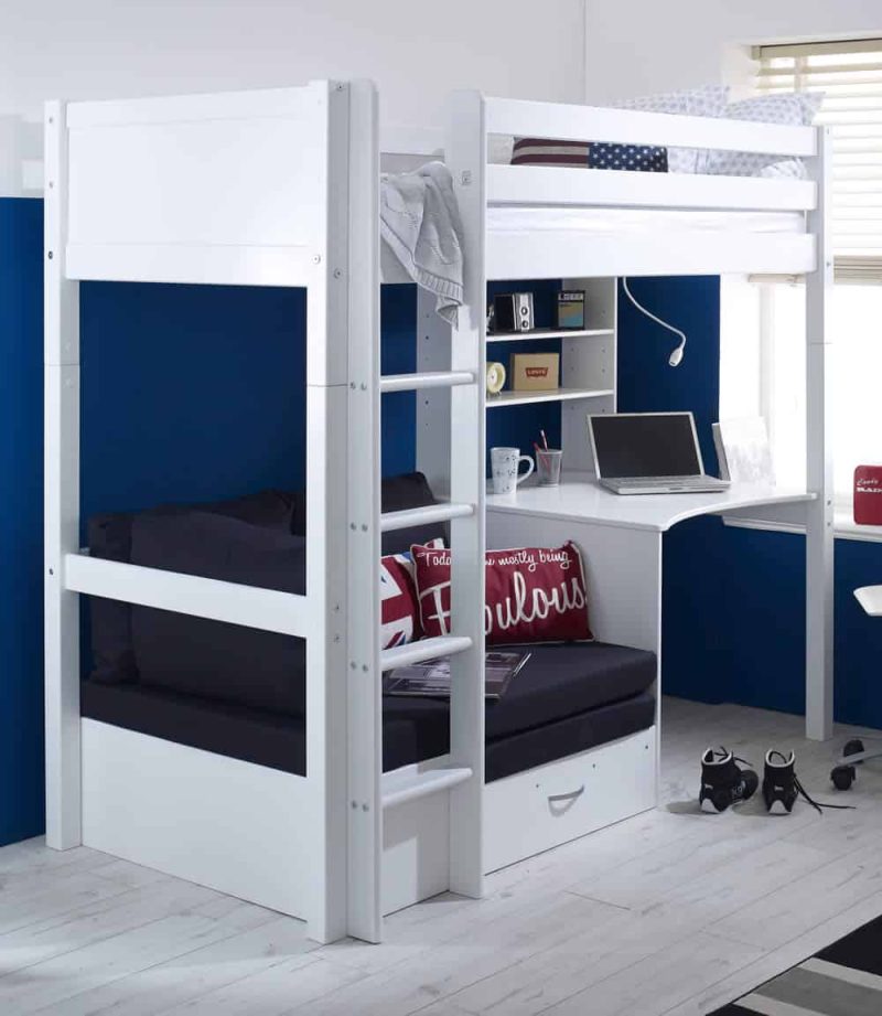 Thuka Nordic High Sleeper Bed 3 Flat White Ends Black Futon