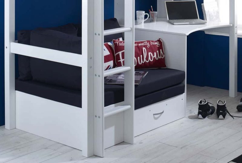 Thuka Nordic High Sleeper Bed 3 Flat White Ends Black Futon