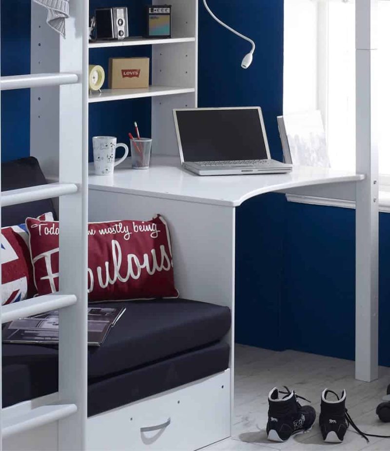 Thuka Nordic High Sleeper Bed 3 Flat White Ends Black Futon