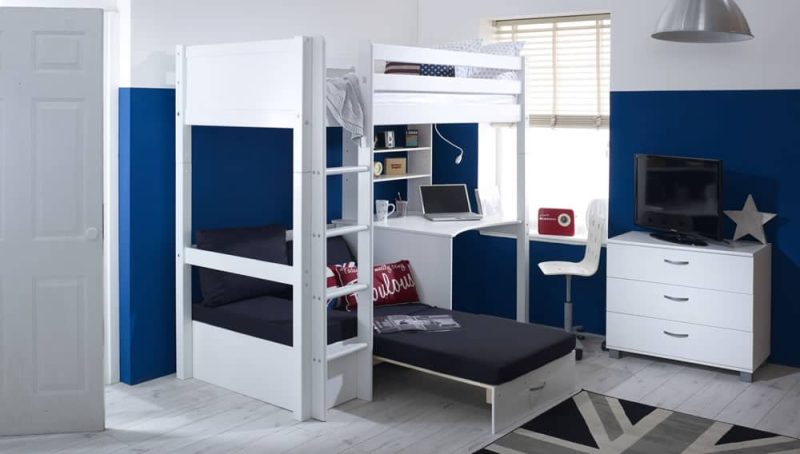Thuka Nordic High Sleeper Bed 3 Flat White Ends Black Futon