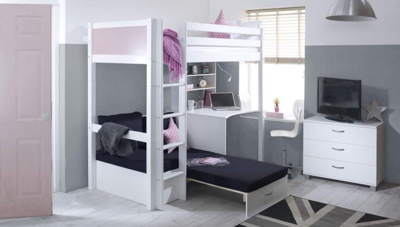 Thuka Nordic High Sleeper Bed 3 Rose Gable Ends Black Futon