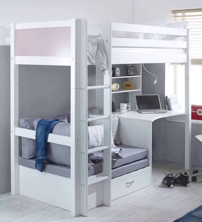Thuka Nordic High Sleeper Bed 3 Rose Gable Ends Silver Futon
