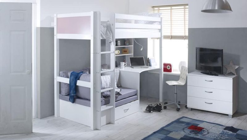 Thuka Nordic High Sleeper Bed 3 Rose Gable Ends Silver Futon
