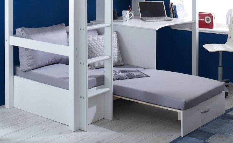Thuka Nordic High Sleeper Bed 3 Tongue Groove Silver Futon