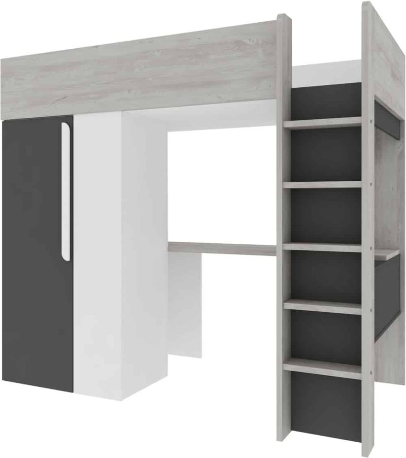 Trasman Mont Blanc High Sleeper Bed with Desk and Wardrobe