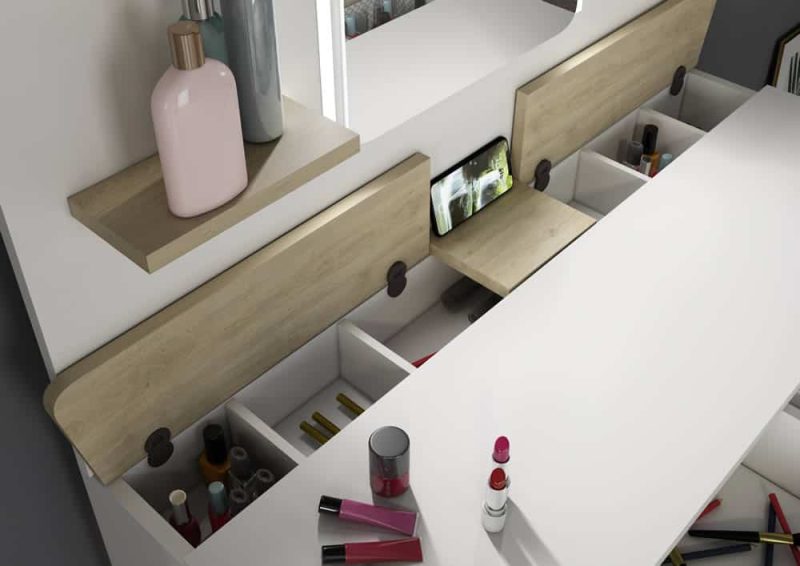 Trasman Secret Vanity Dressing Table Oak White