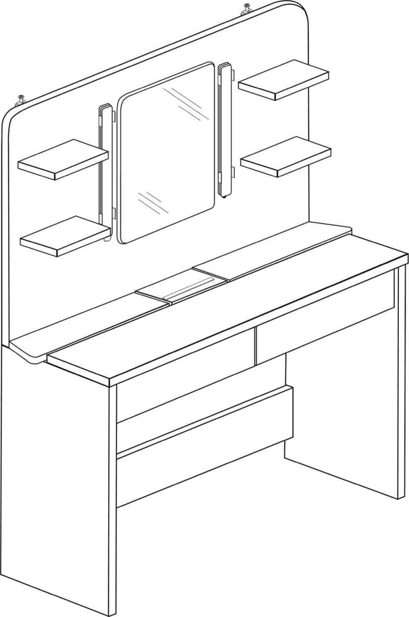 Trasman Secret Vanity Dressing Table Oak White
